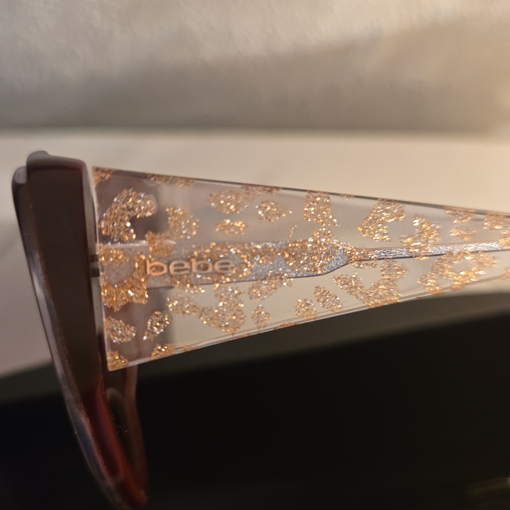 SB1 -Bebe Leopard Print Sunglasses - Burgandy and Gold - Picture 9 of 9
